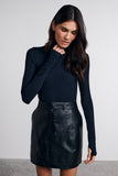 High Collar Ribbed Joyce Blouse in Black