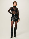 Madalena Vinyl Vegan Leather Mini Skirt in Black