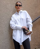 Oversized Cotton String Sleeve Shirt 100% Cotton