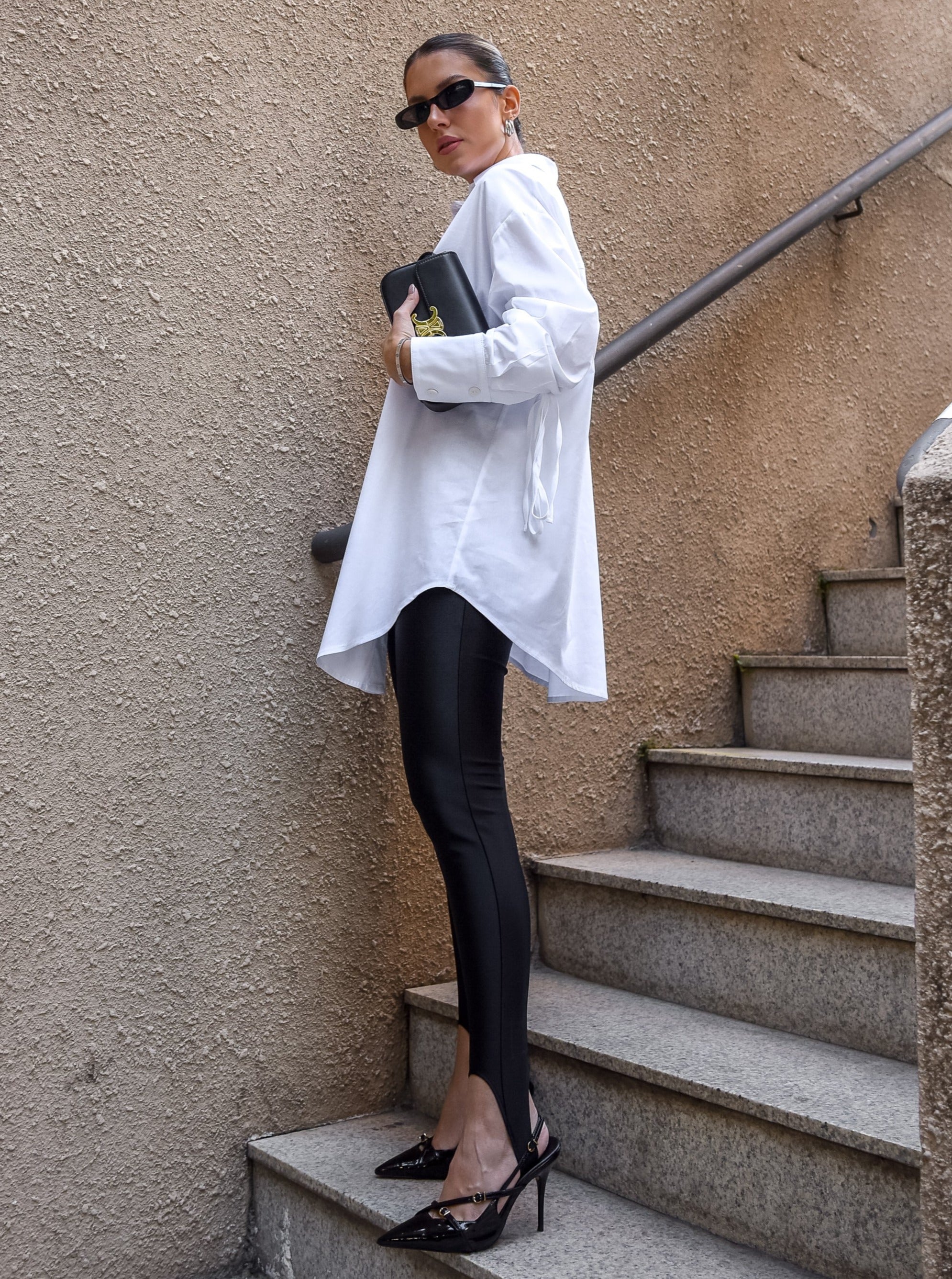 Oversized Cotton String Sleeve Shirt 100% Cotton