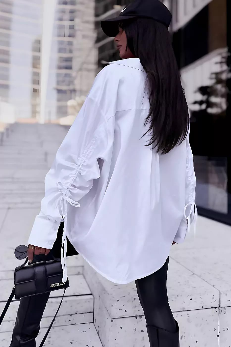Oversized Cotton String Sleeve Shirt 100% Cotton