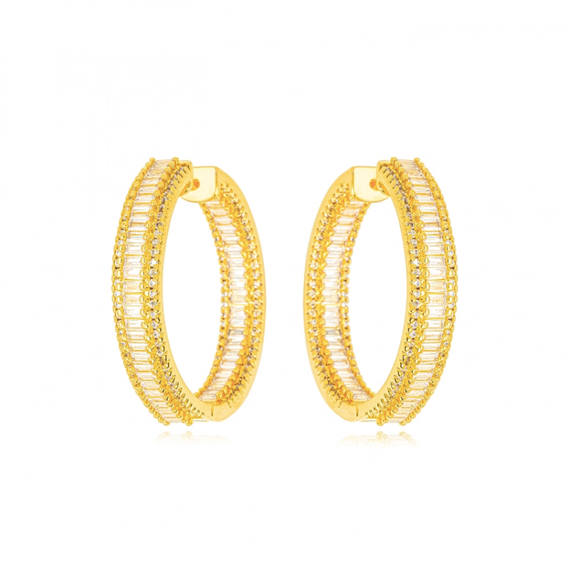 Diva Set Round Diamond Hinged Hoop Earrings