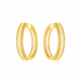 Diva Set Round Diamond Hinged Hoop Earrings