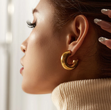 Small Chunky Gold Hoop Earrings