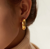 Small Chunky Gold Hoop Earrings