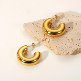 Small Chunky Gold Hoop Earrings