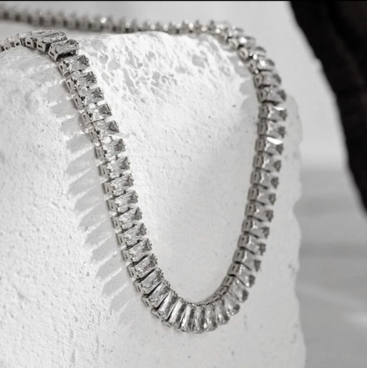 Baguette Diamond Tennis Necklace