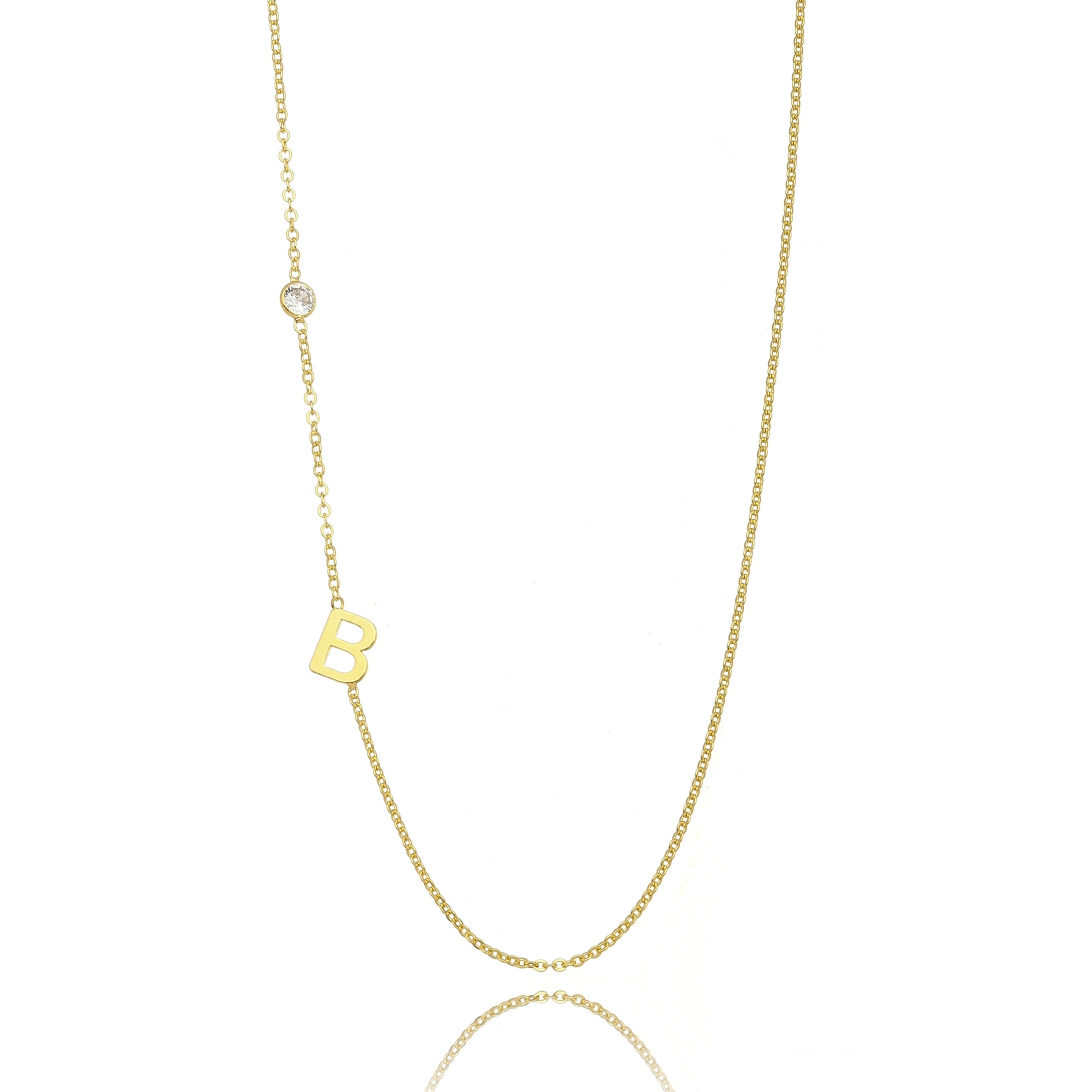 Micro Zirconia Letter Necklace Gold