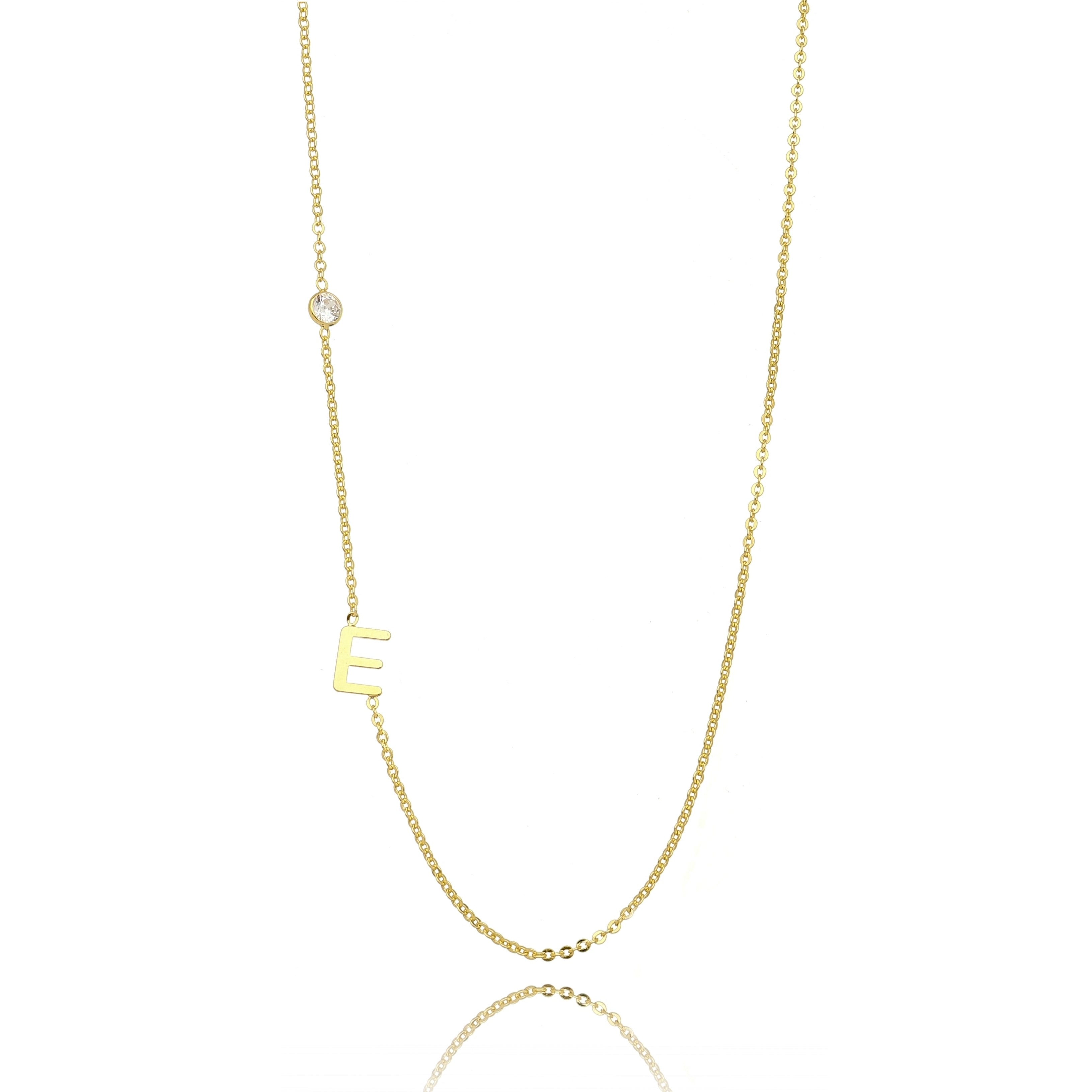 Micro Zirconia Letter Necklace Gold