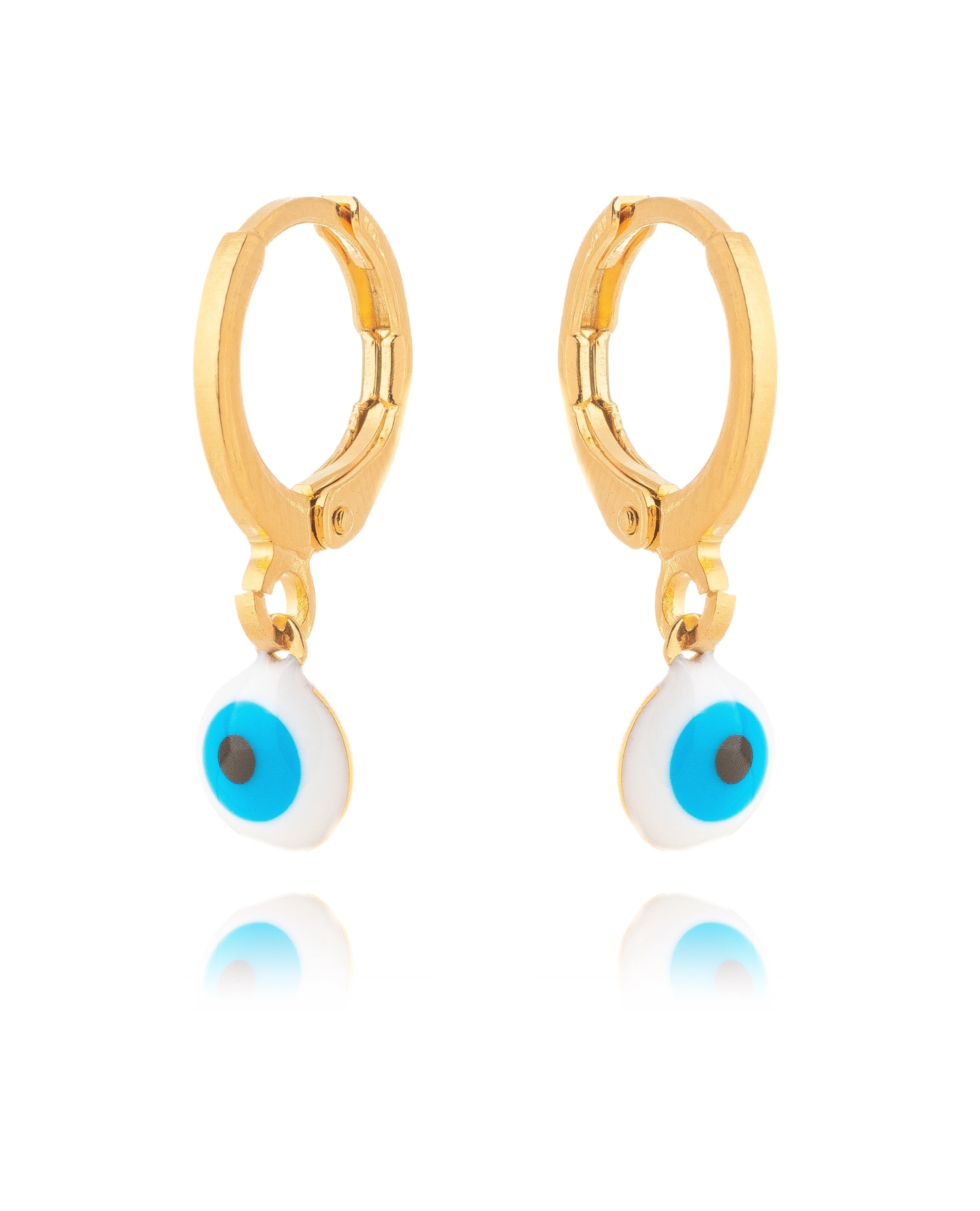 Drop Evil Eye Sleepers in 18k Gold Plated