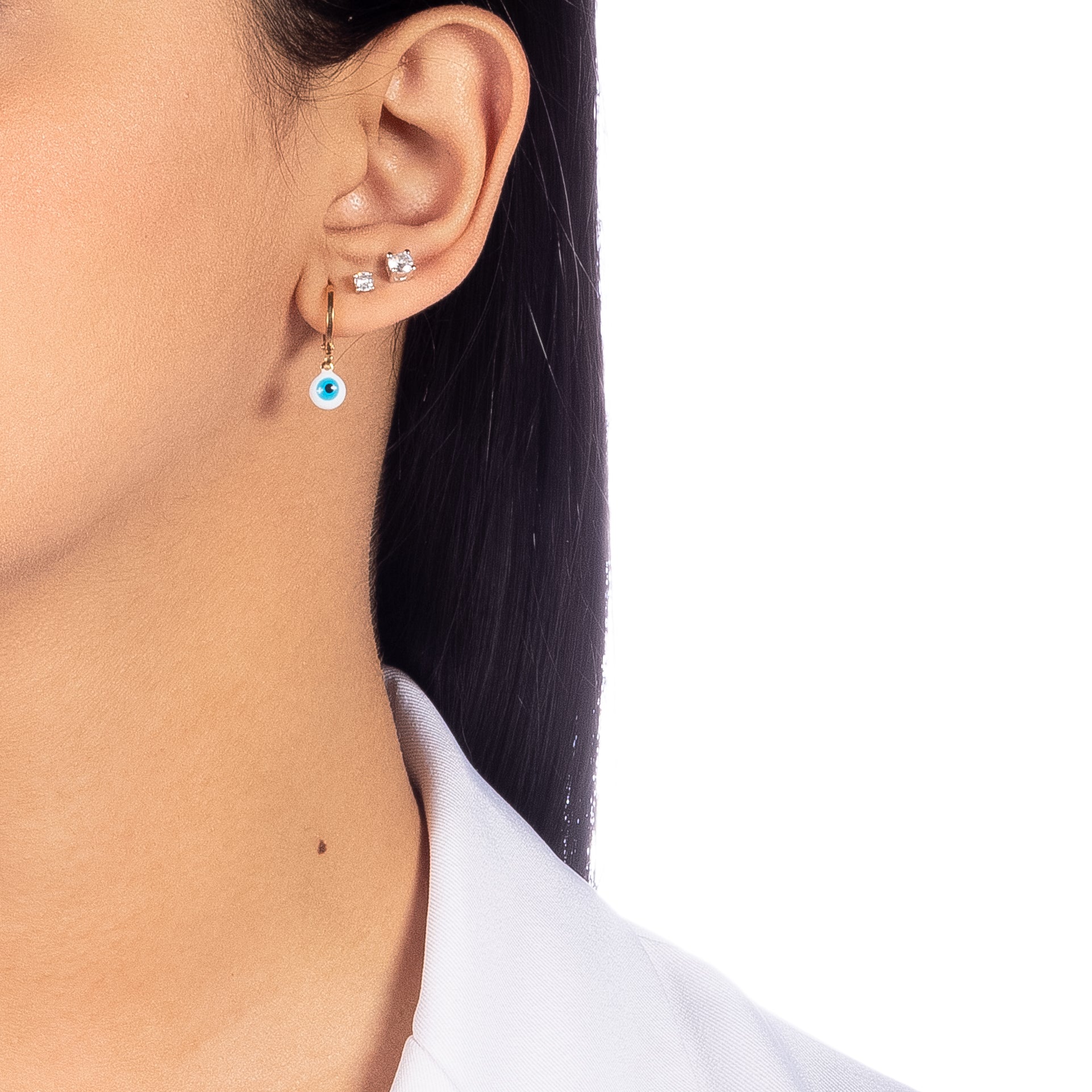 Drop Evil Eye Sleepers in 18k Gold Plated
