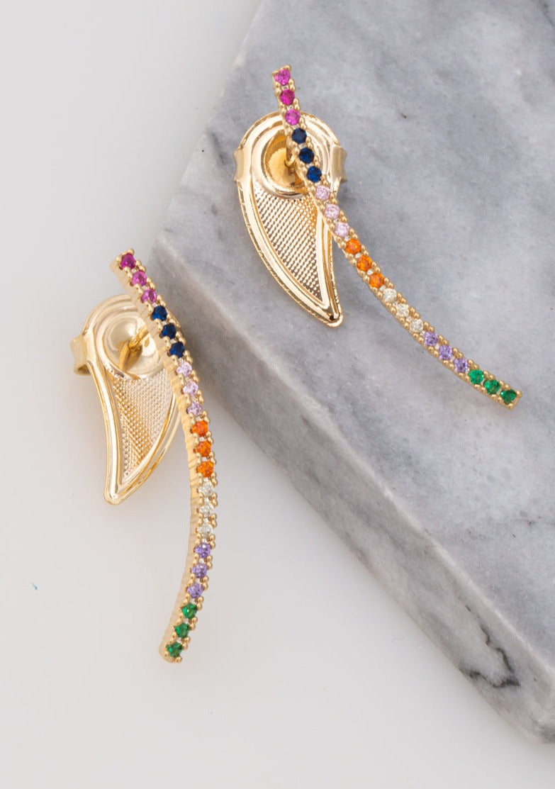 Multicolor Crawler Stud Earring