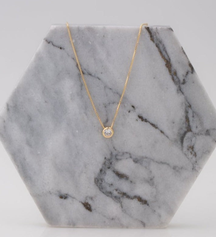 Delicate Solitaire Diamond Necklace in Gold