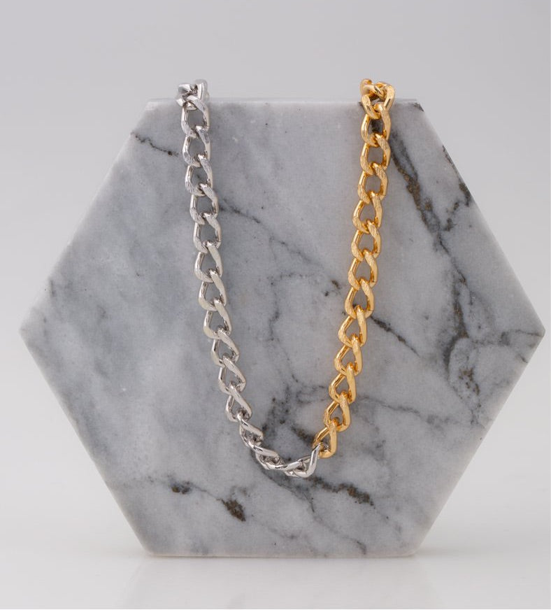 Mixed of Metals Mimi Curb Chain Necklace