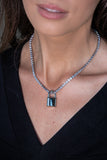Classic Tennis Necklace & Padlock Pendant