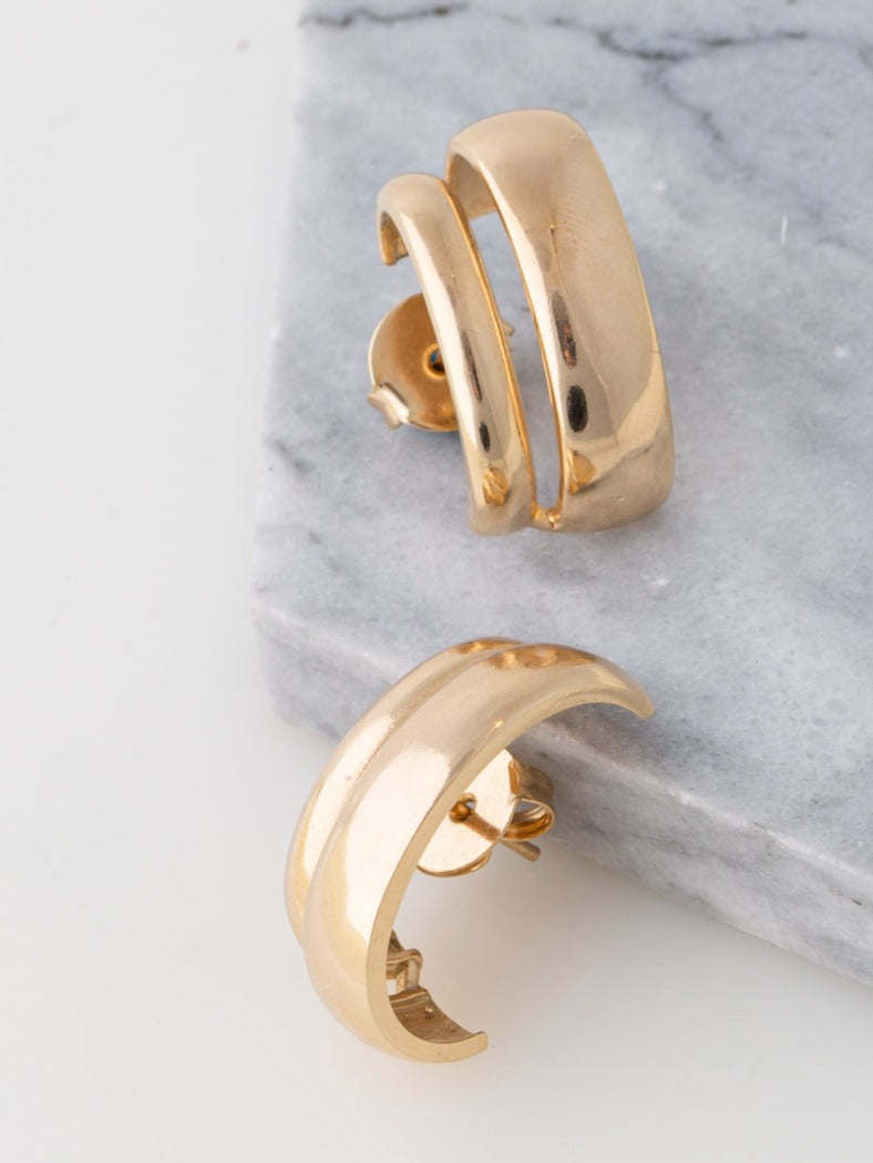 Plain Double Hoop Earring in 18k Gold