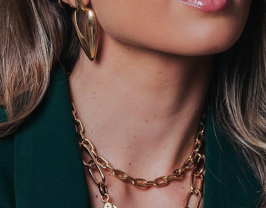 Link Chain Necklace in 18k Gold Plated