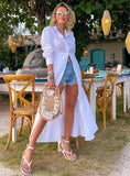 Kiara Cotton Maxi Shirt Dress in White