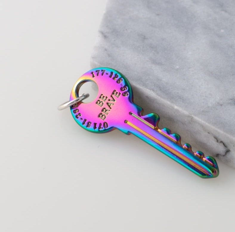Be Brave Tie Dye Key Pendant in Gold