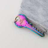 Be Brave Tie Dye Key Pendant in Gold