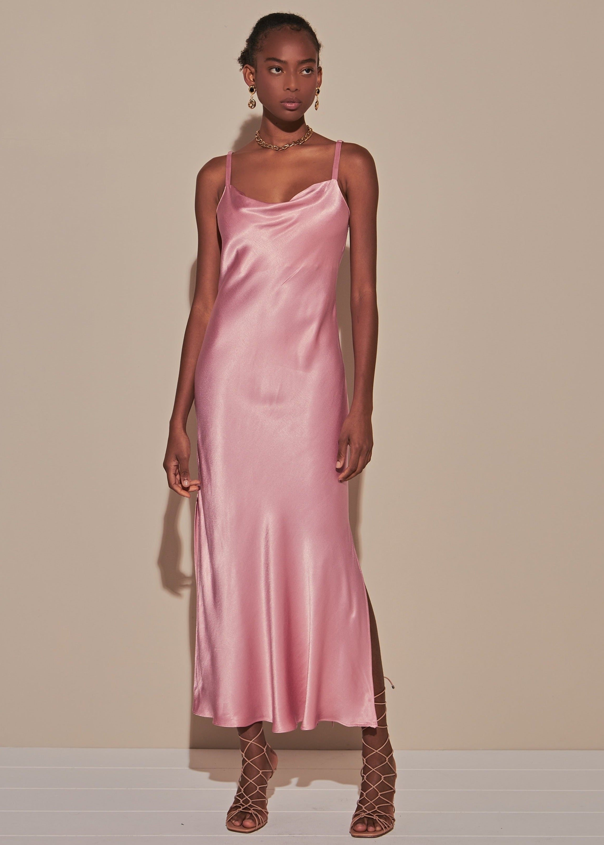 Marjorie Slip Dress in Fuchsia Pink