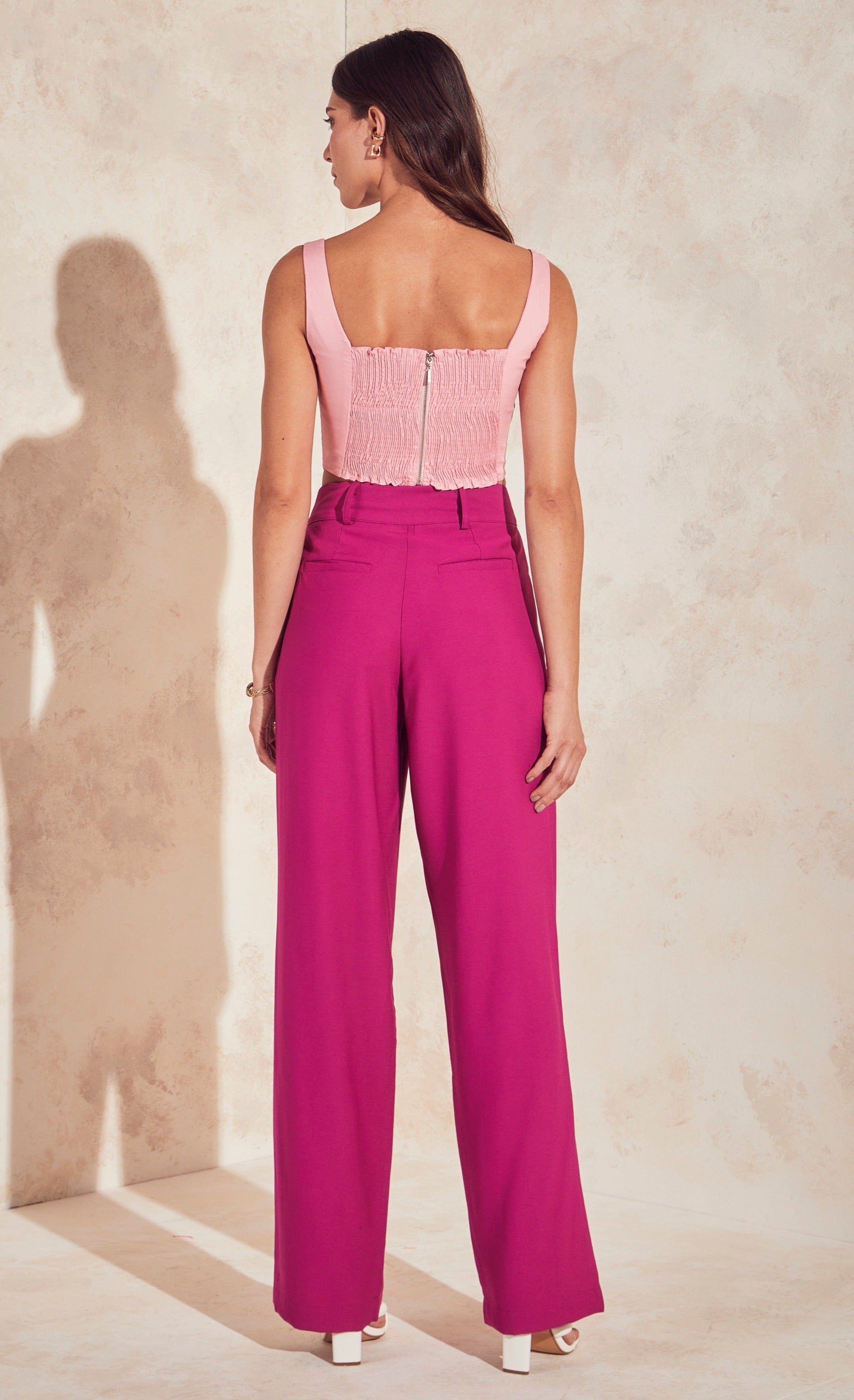 Adele Cut-out Wide Leg Pants in Pink