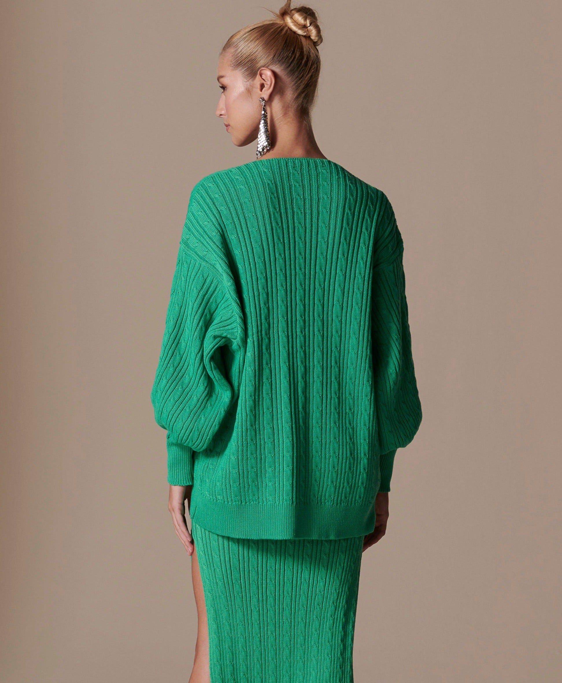 Ashley Knit Cardigan in Nature Green