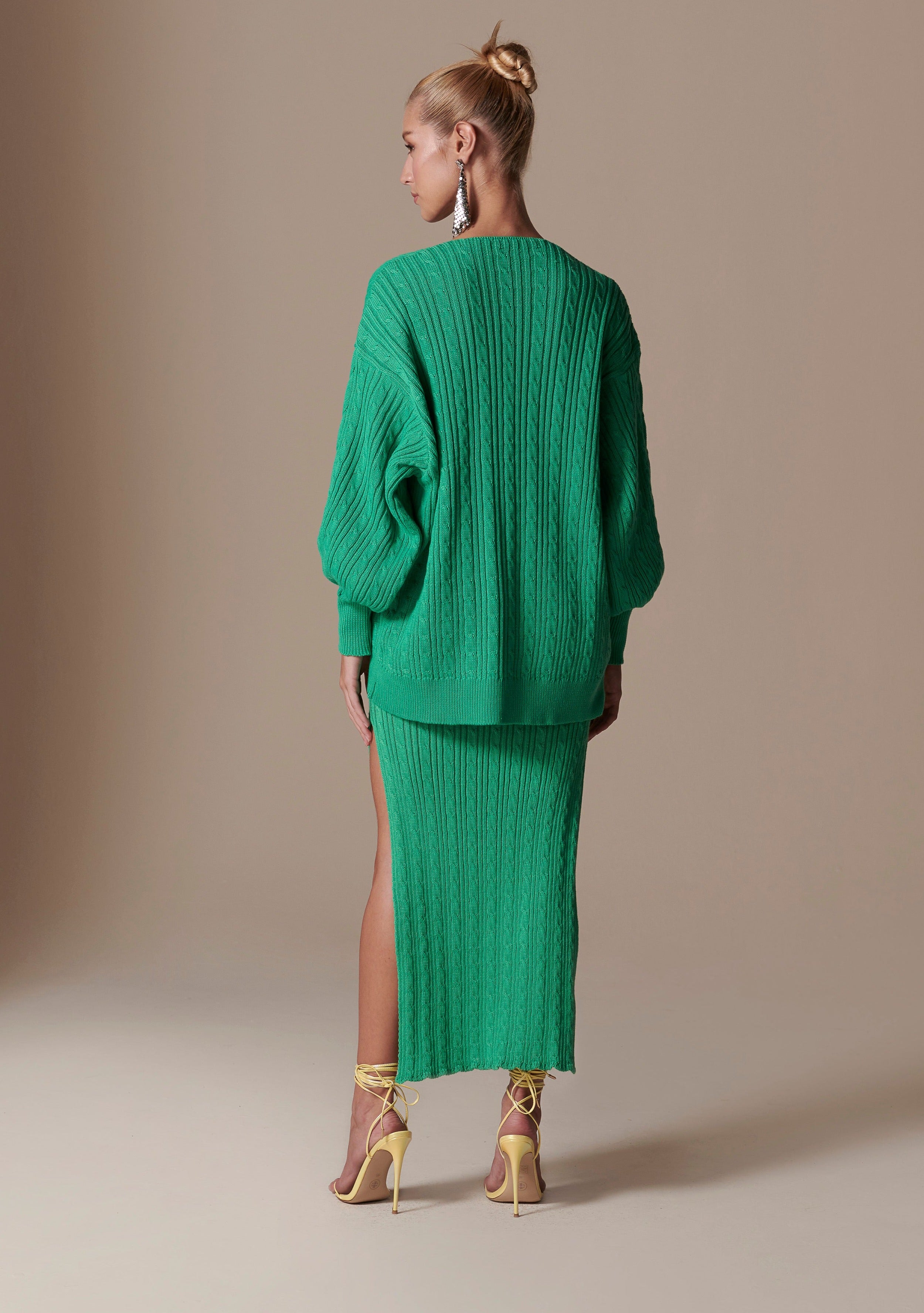 Ashley Knit Cardigan in Nature Green