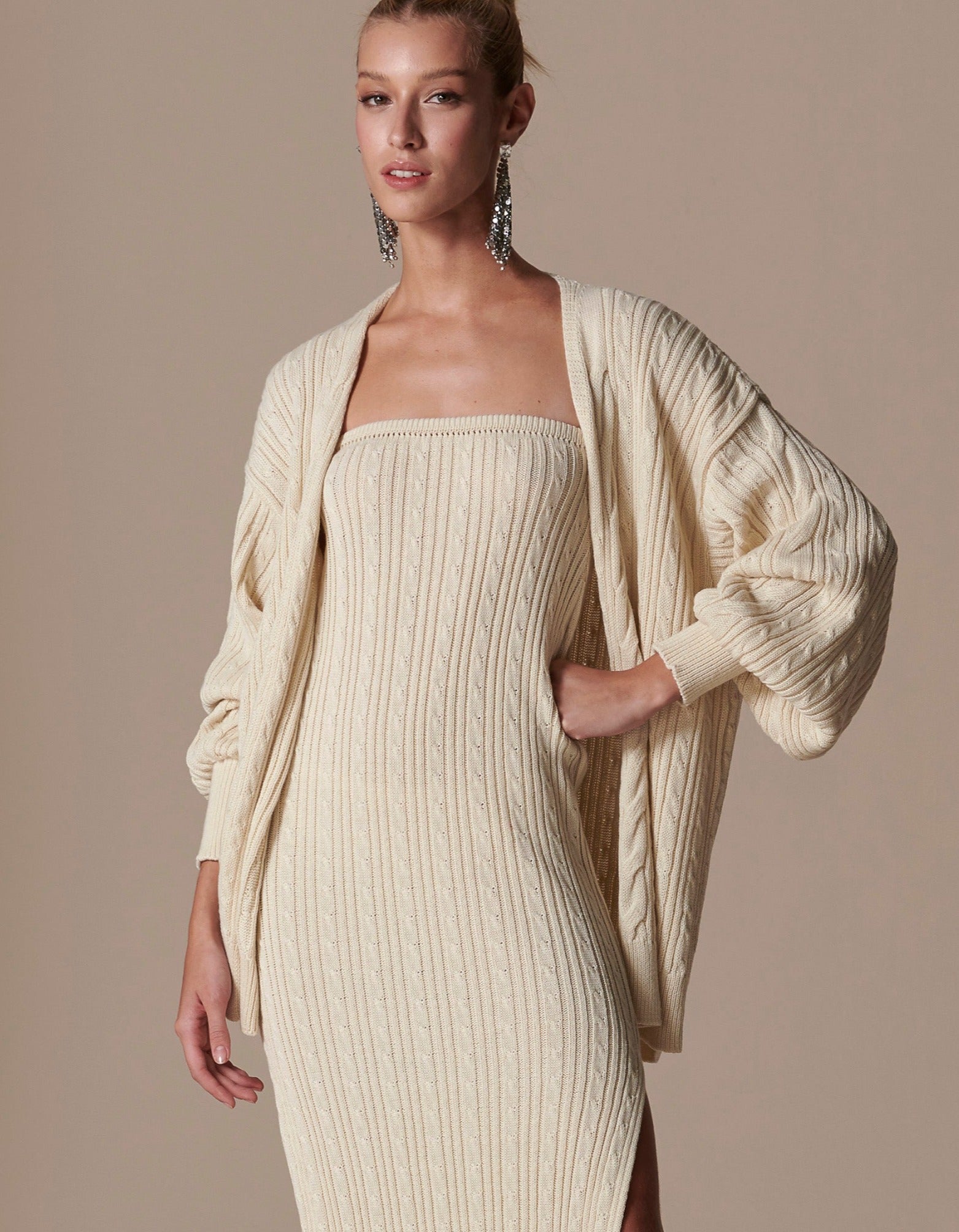 Ashley Knit Cardigan in Vanilla Beige