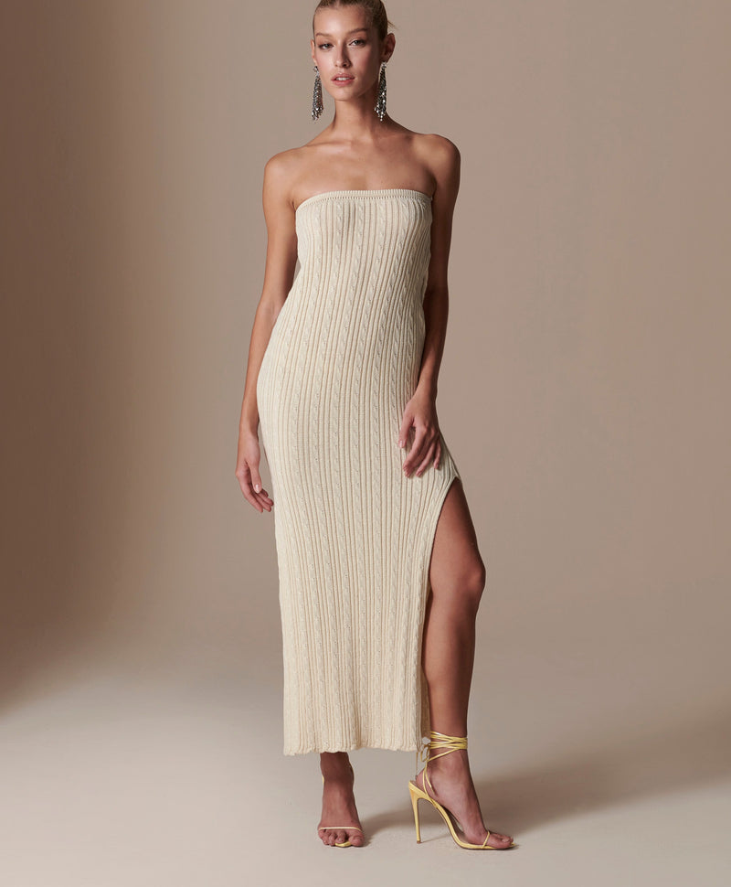 Ashley Knit Dress in Vanilla Beige