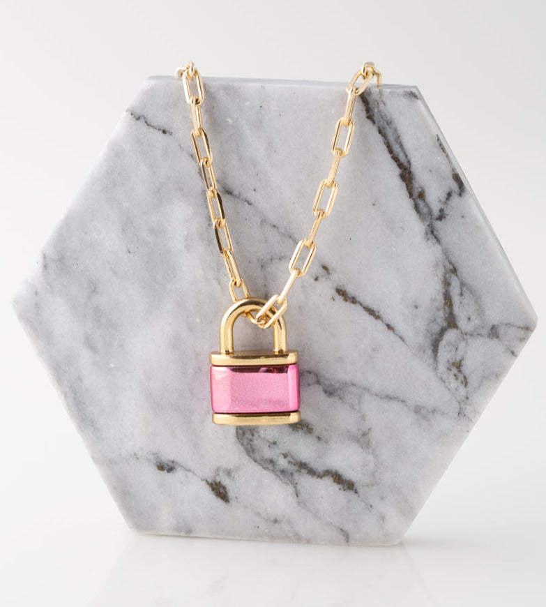 Pink Padlock in 18k Gold Plated