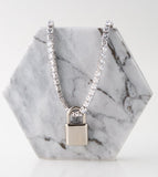Classic Tennis Necklace & Padlock Pendant