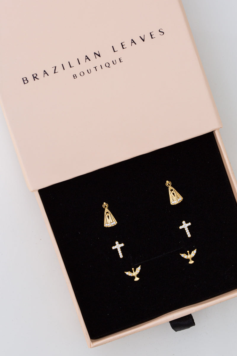 Religious Trio Earrings 18k Gold Plated