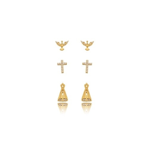 Religious Trio Earrings 18k Gold Plated