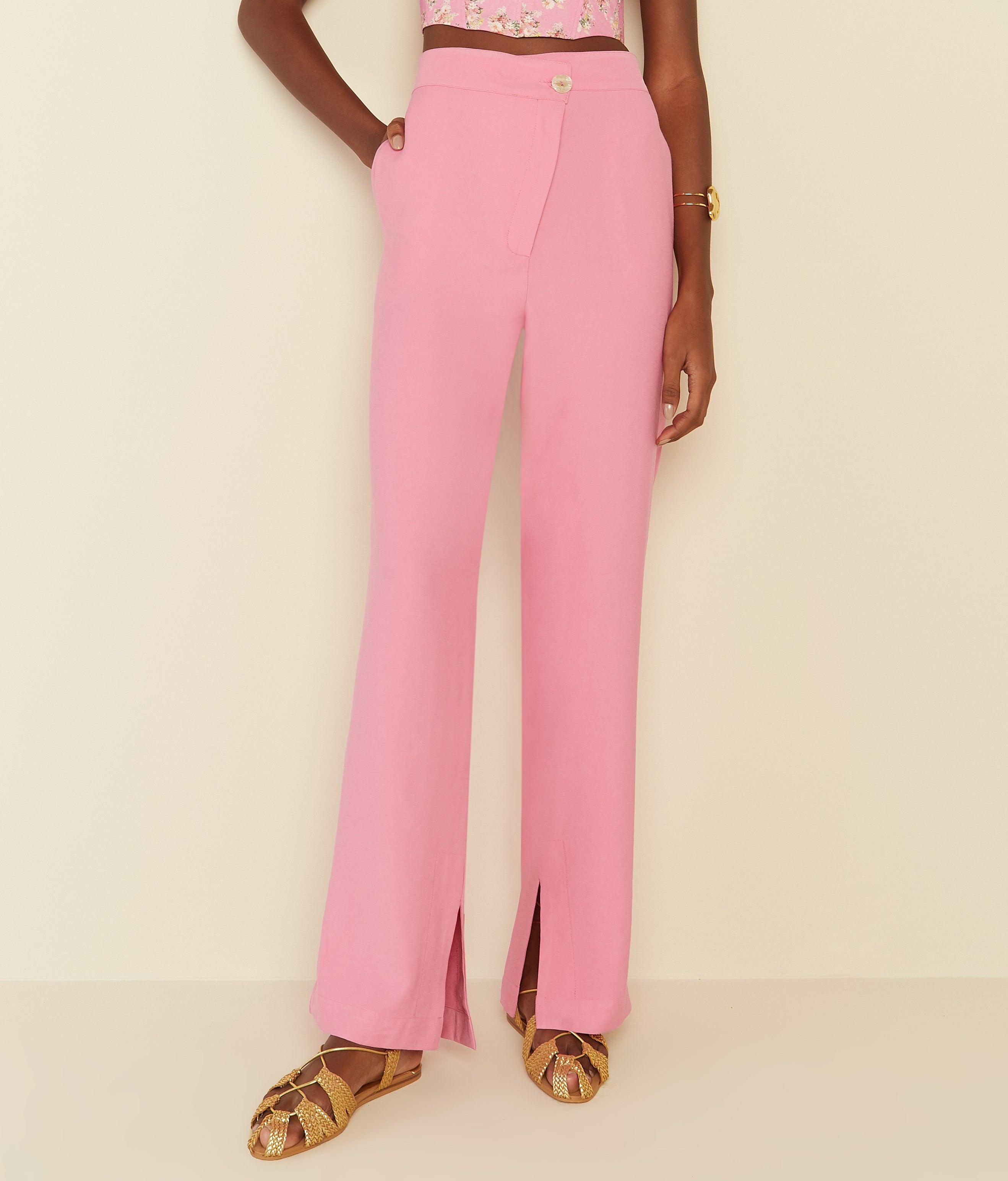 Megan Tailored Pants in Flamingo Pink