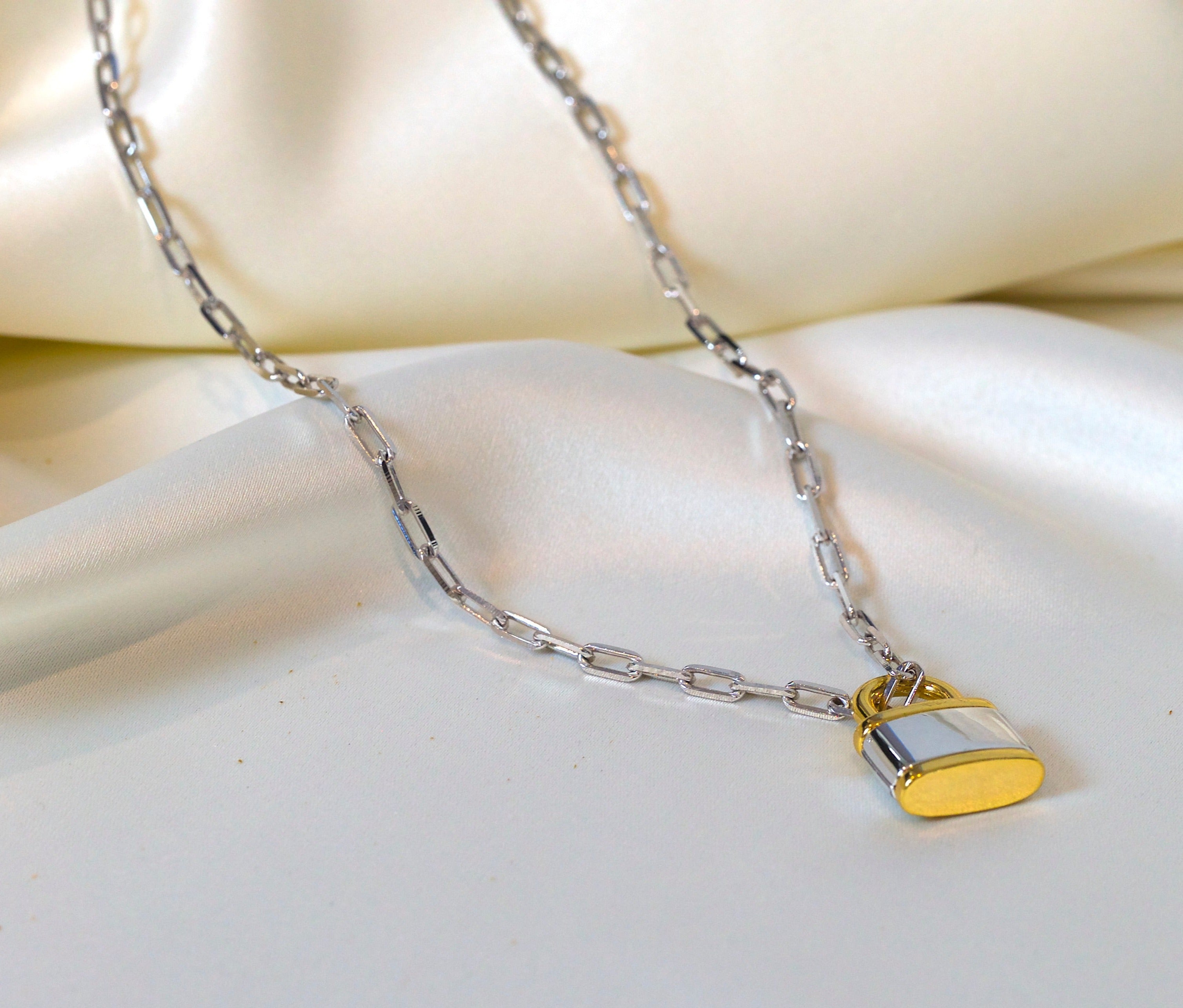 Gold and Silver Padlock Pendant