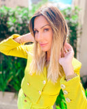 Sophia Tweed Blazer in Lime