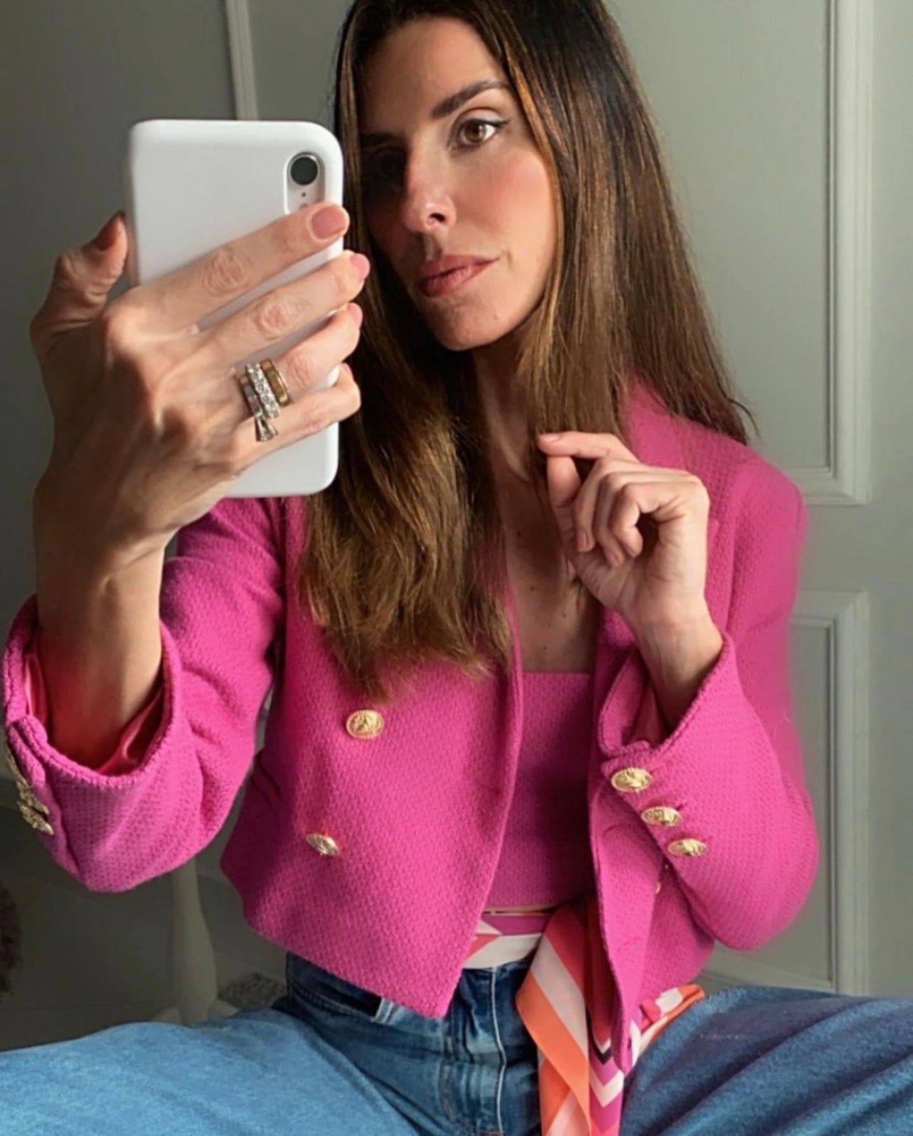 Sophia Tweed Blazer in Pink