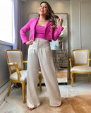 Sophia Tweed Cropped Top in Pink