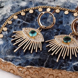 Emerald Evil Eye Earrings or Pendant in 18k Gold Plated