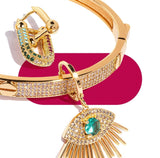 Emerald Evil Eye Earrings or Pendant in 18k Gold Plated
