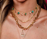 Love Green Emerald Necklace in 18k Gold Plated