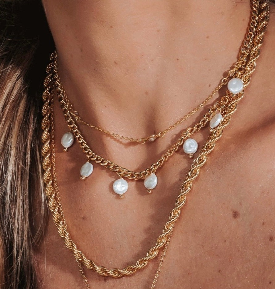 Baroque Pearl Necklace in 18K Gold Plated