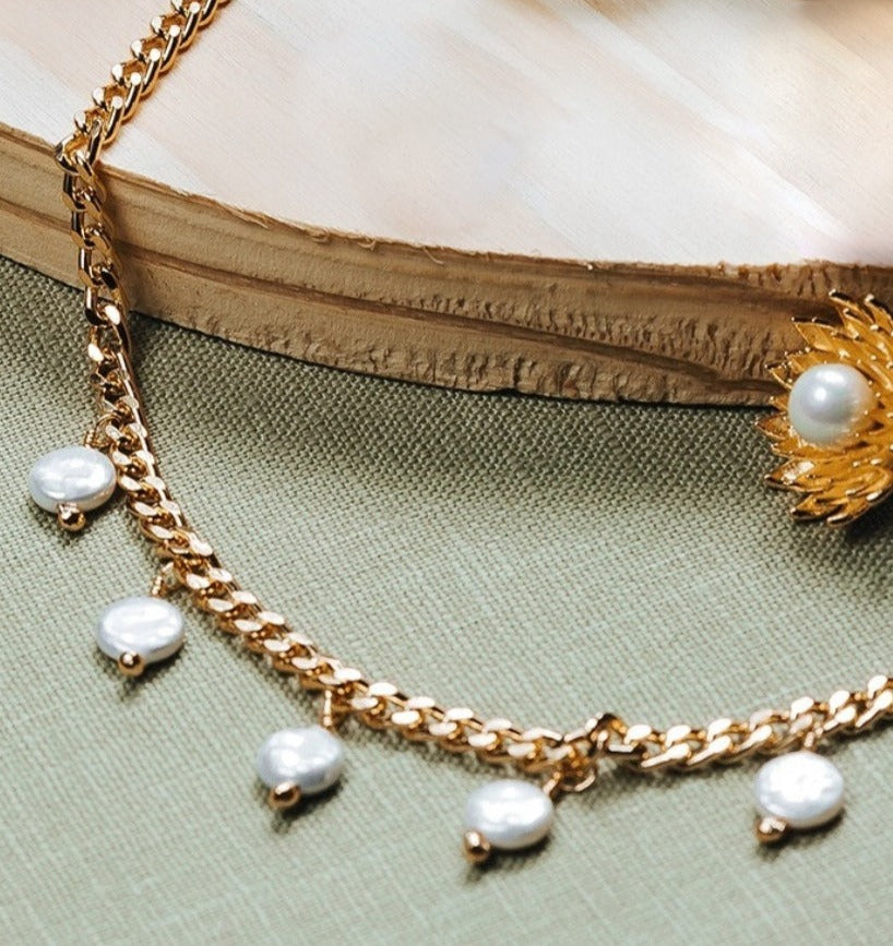 Baroque Pearl Necklace in 18K Gold Plated