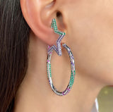 Colourful Star Ear Cuffs in Silver