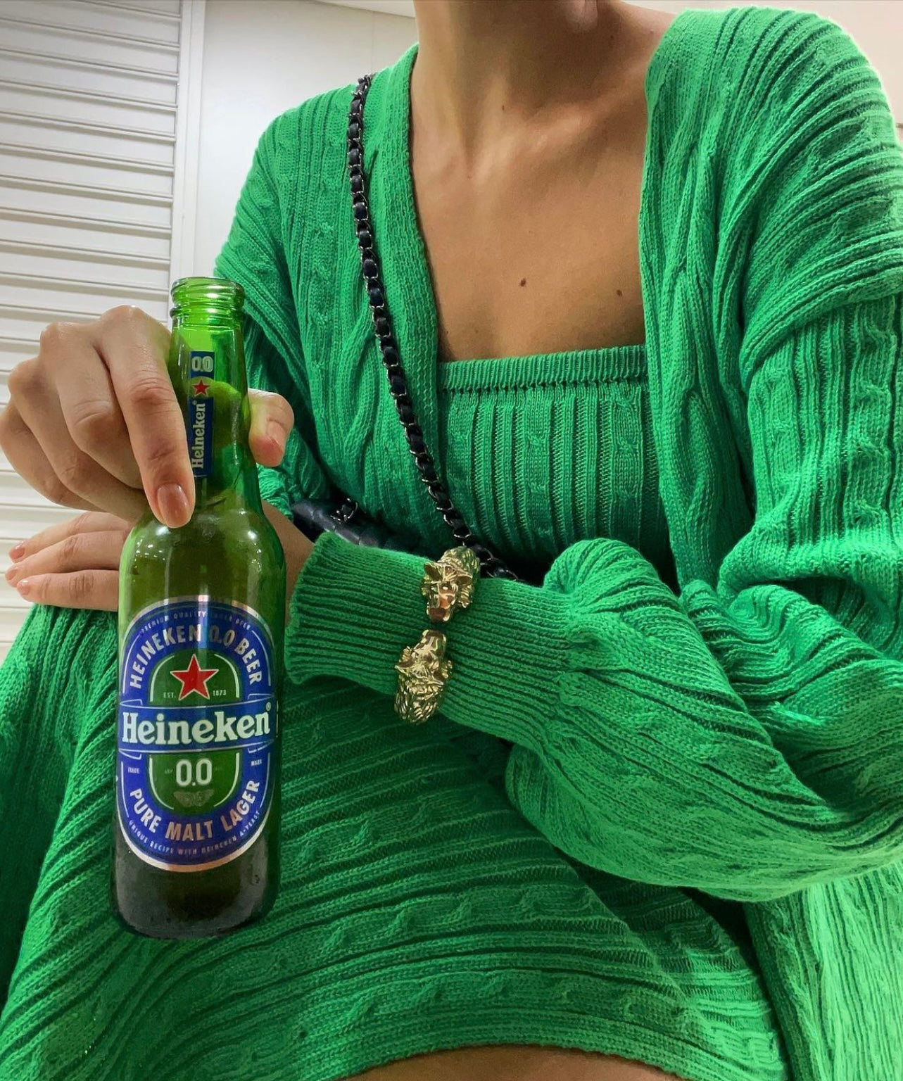 Ashley Knit Cardigan in Nature Green