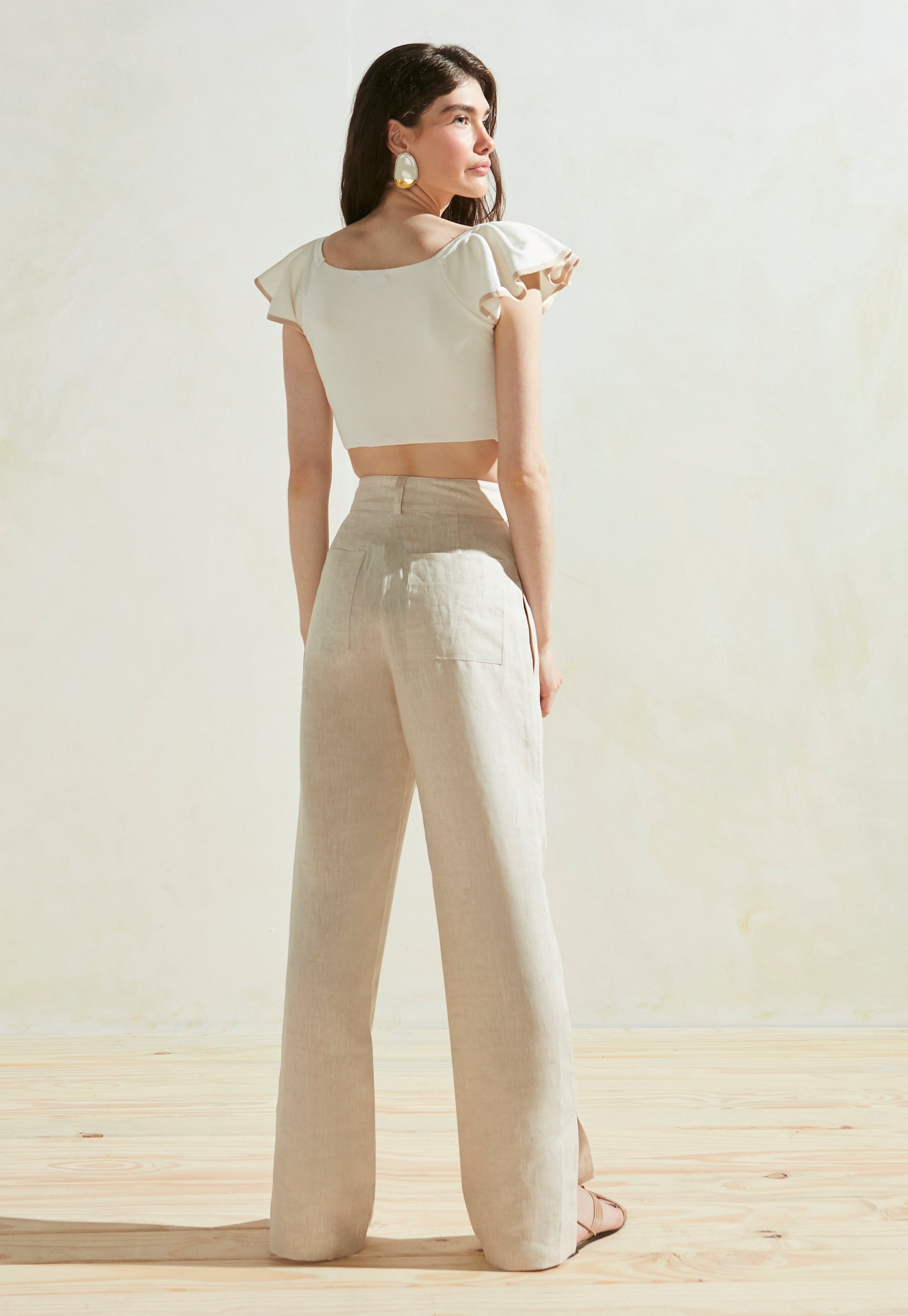 Naomi Linen Pants in Nude