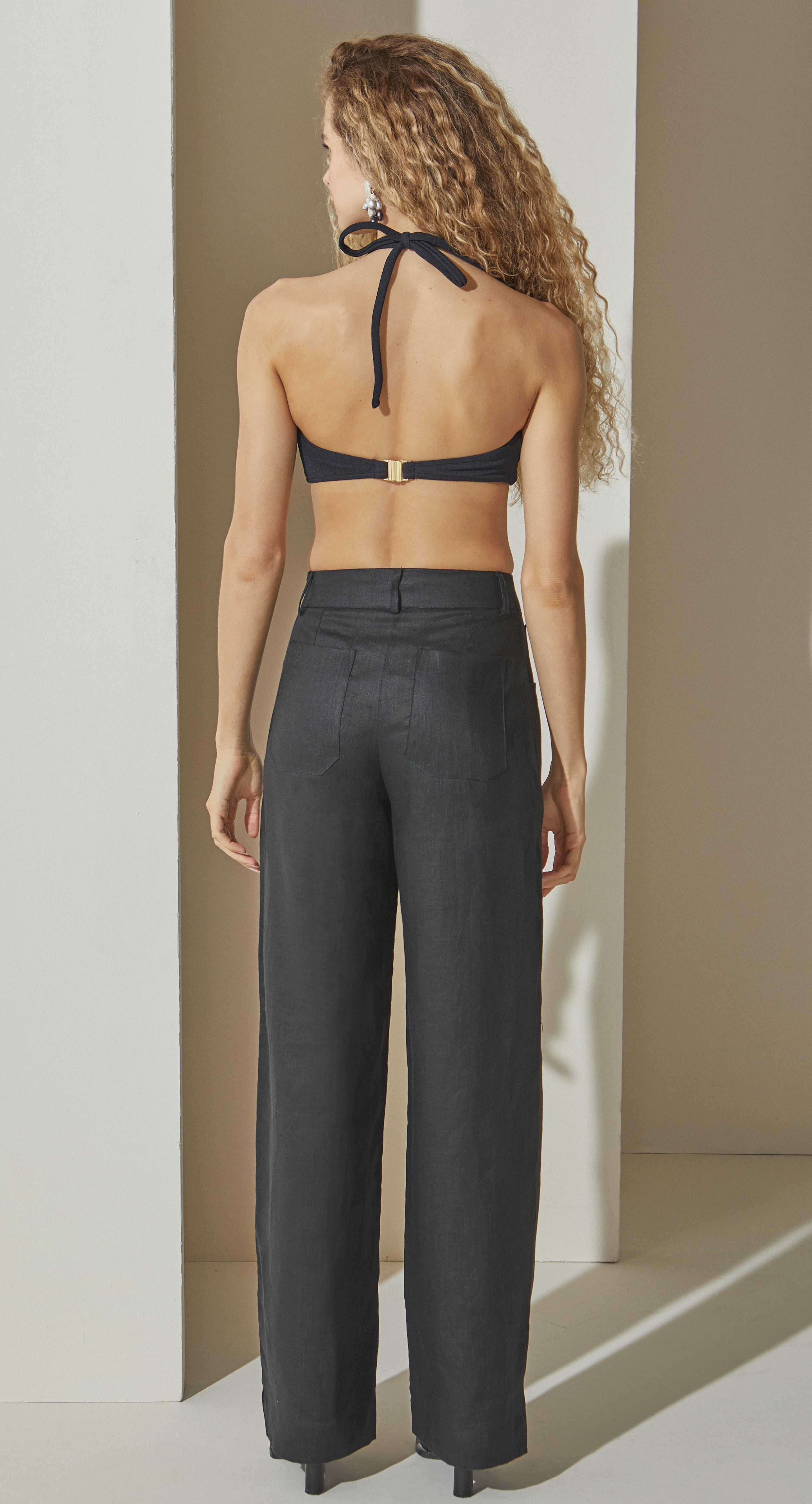 Lara Linen Pants in Black