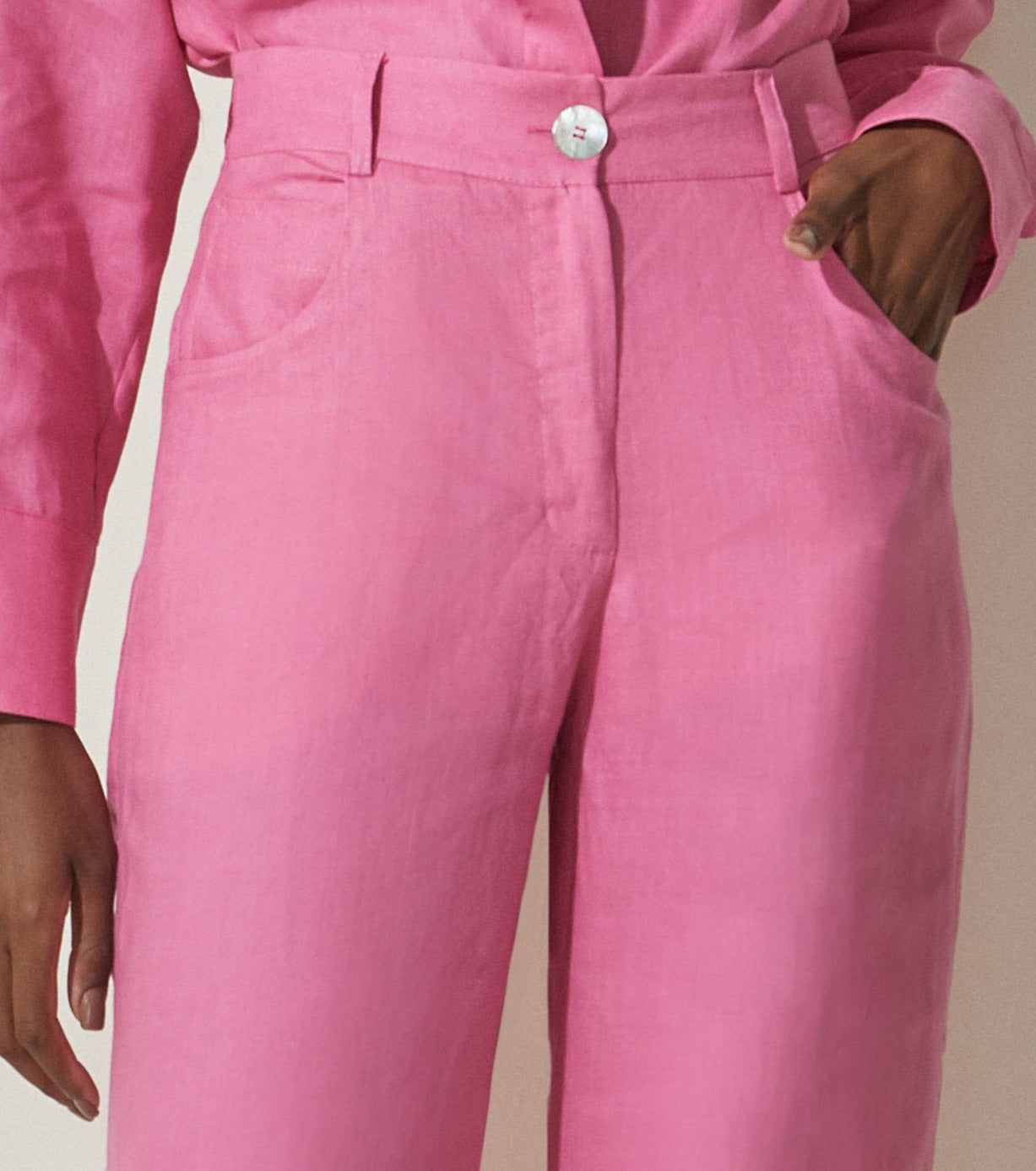 Lara Linen Pants in Pink