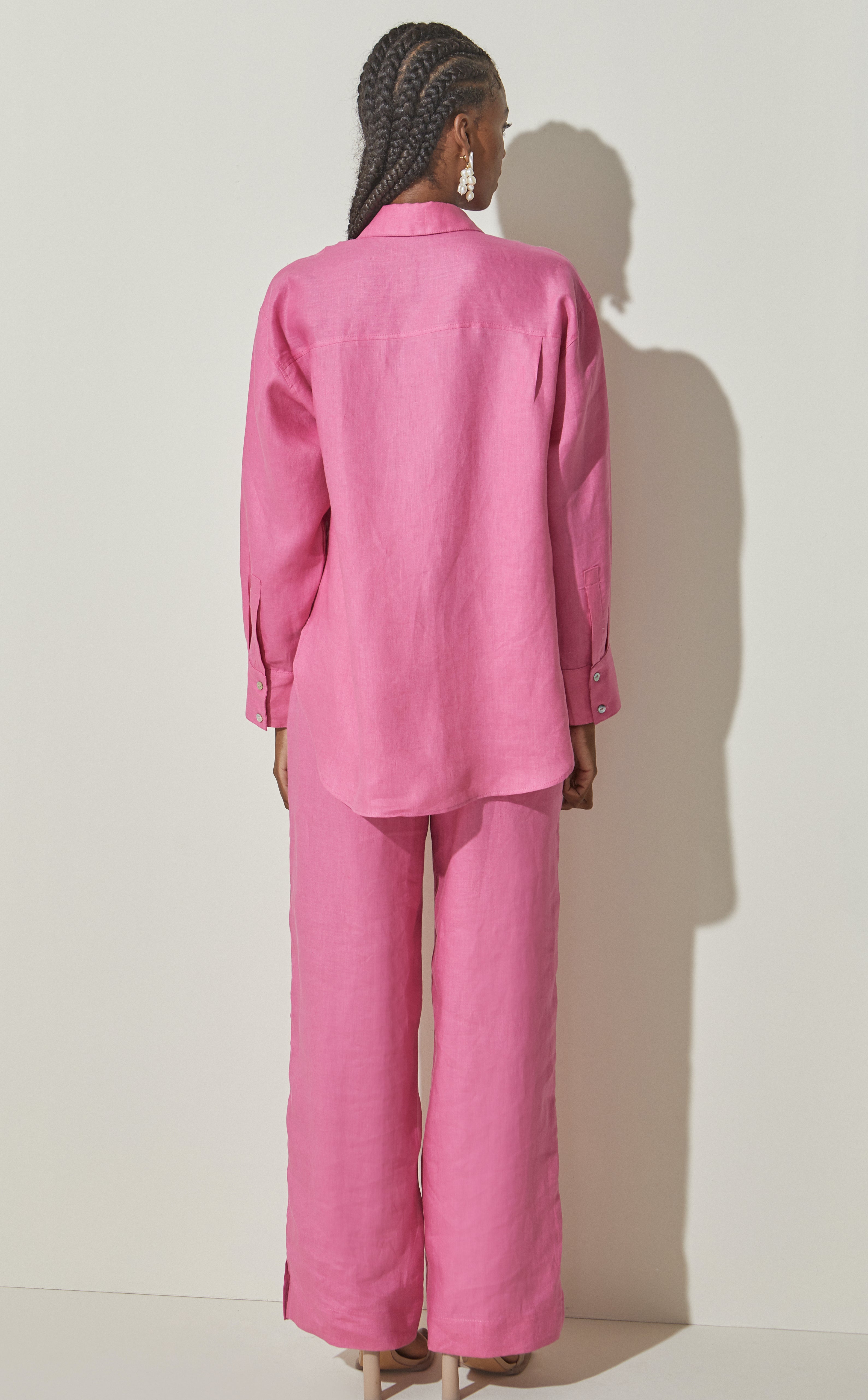 Lara Linen Pants in Pink